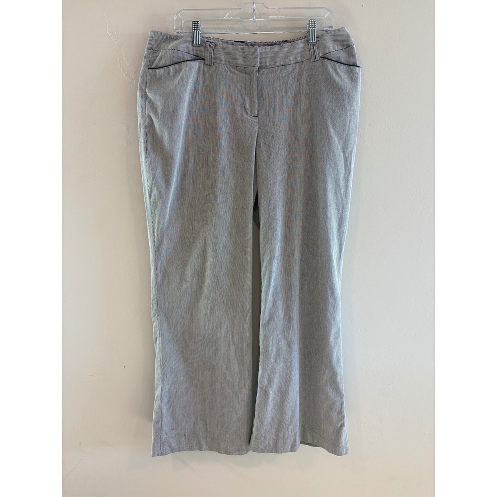 Lane Bryant Striped Dress Pants Womens 16 Black White Career Trousers Stretch